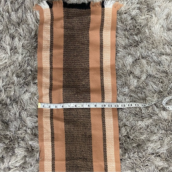 100% Superfine unisex acrylic tan/black and white stripe scarf. Used - Picture 5 of 8